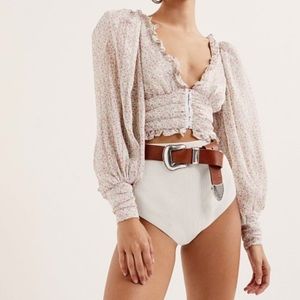 For Love and Lemons Natalie Crop Top Ivory